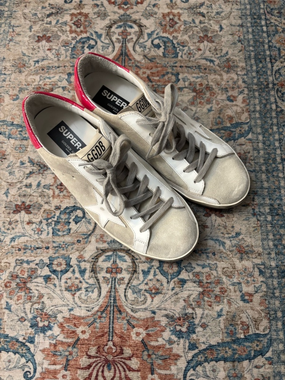 Golden Goose Superstar Sneakers with pink and Gray